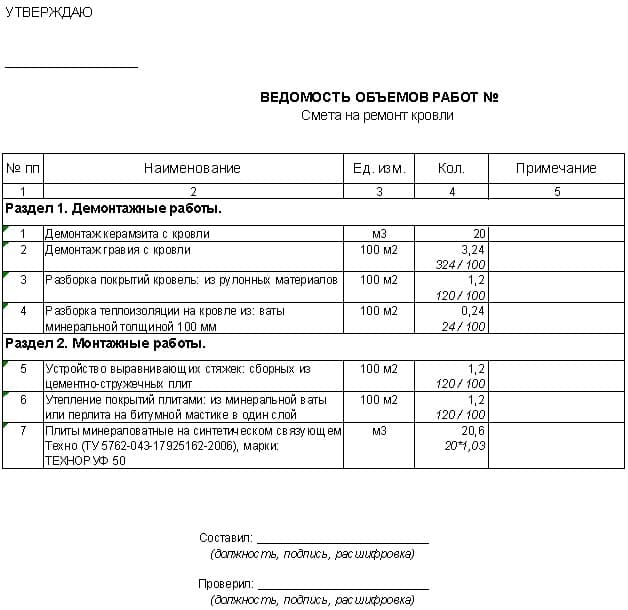 Дефектная ведомость по смете