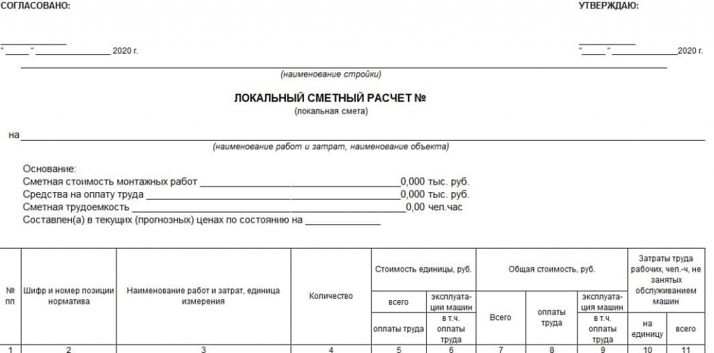 Локальный сметный расчет образец заполнения 2022